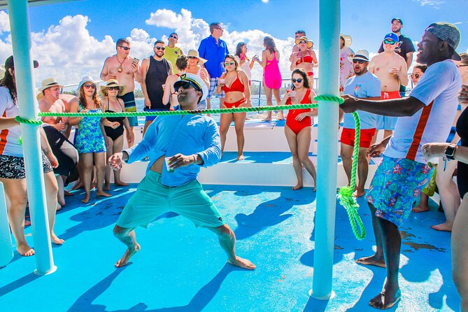 Private Luxury Party Boat with Slide - Entering the double-deck catamaran: slide, dance area, and space